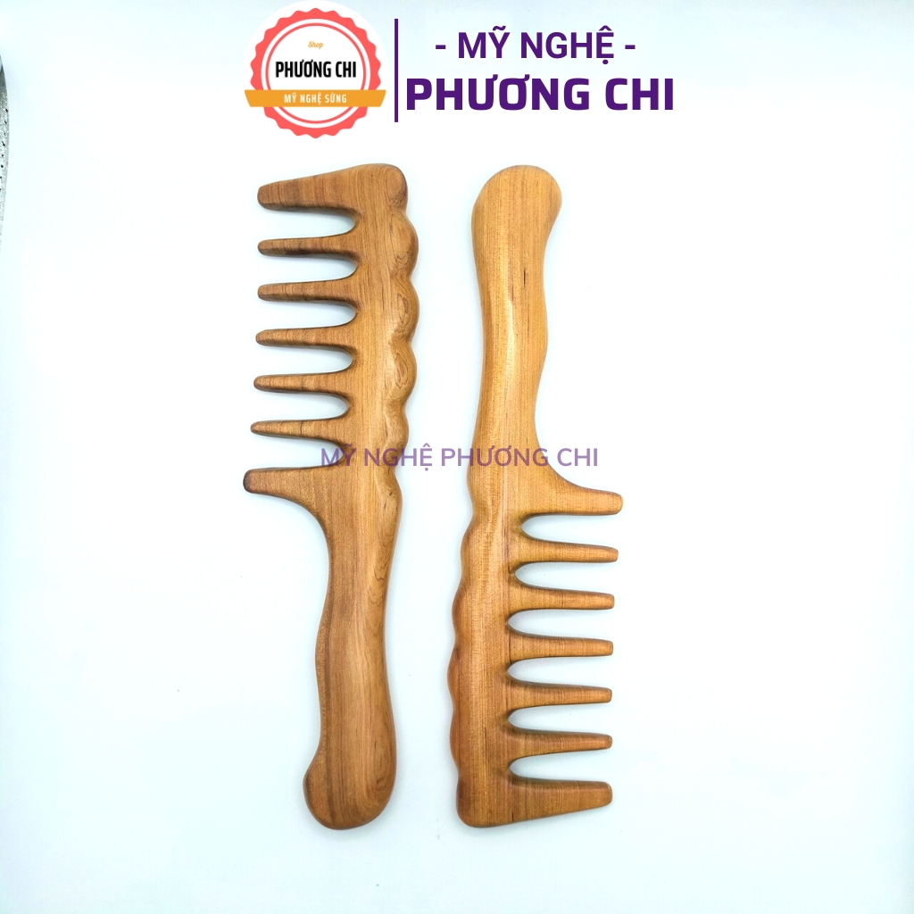 Lược răng thưa bằng gỗ thơm dùng massage đầu ấn huyệt, lược chải tóc gỡ rỗi | Mỹ Nghệ Phương Chi