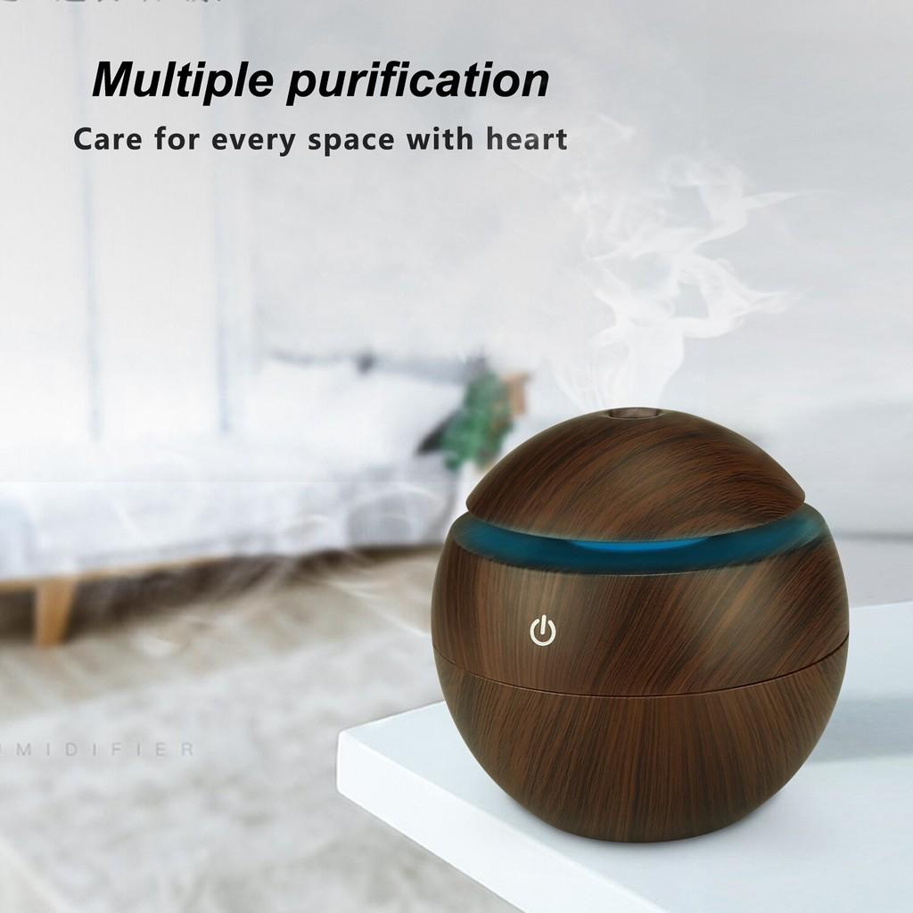 Máy Phun Sương Khuếch tán Tinh Dầu Tạo Độ Ẩm, Khử Khuẩn Không Khí Vân Gỗ Tròn