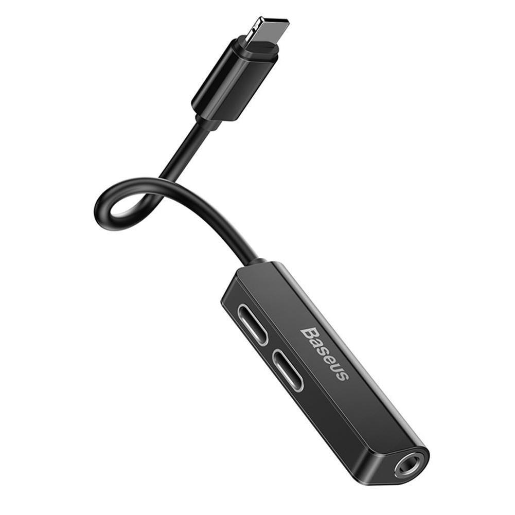 Jack chuyển cổng Lightning sang 2 cổng Lightning và 1 cổng Audio AUX 3.5mm - Jack Baseus L52 cho iPhone/ iPad - Hàng chính hãng