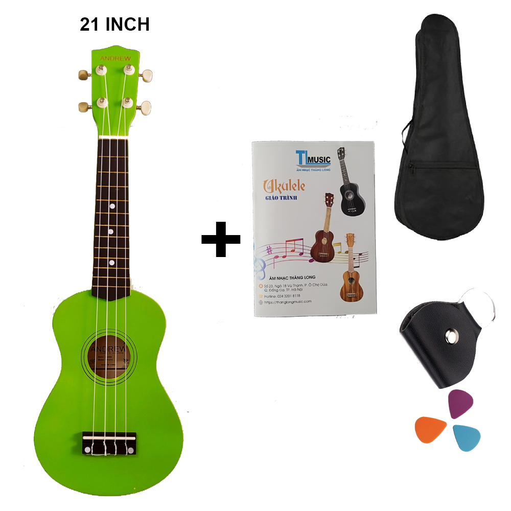 Đàn Ukulele Soprano gỗ tự nhiên nhiều màu sắc - Kèm nhiều phụ kiện