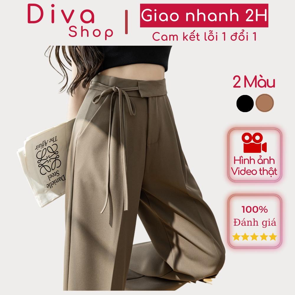 Quần ống rộng suông nữ dài có BIGSIZE lưng cao khóa trước Hack dáng cạp to bản chất chéo Hàn cao cấp trẻ trung QD24