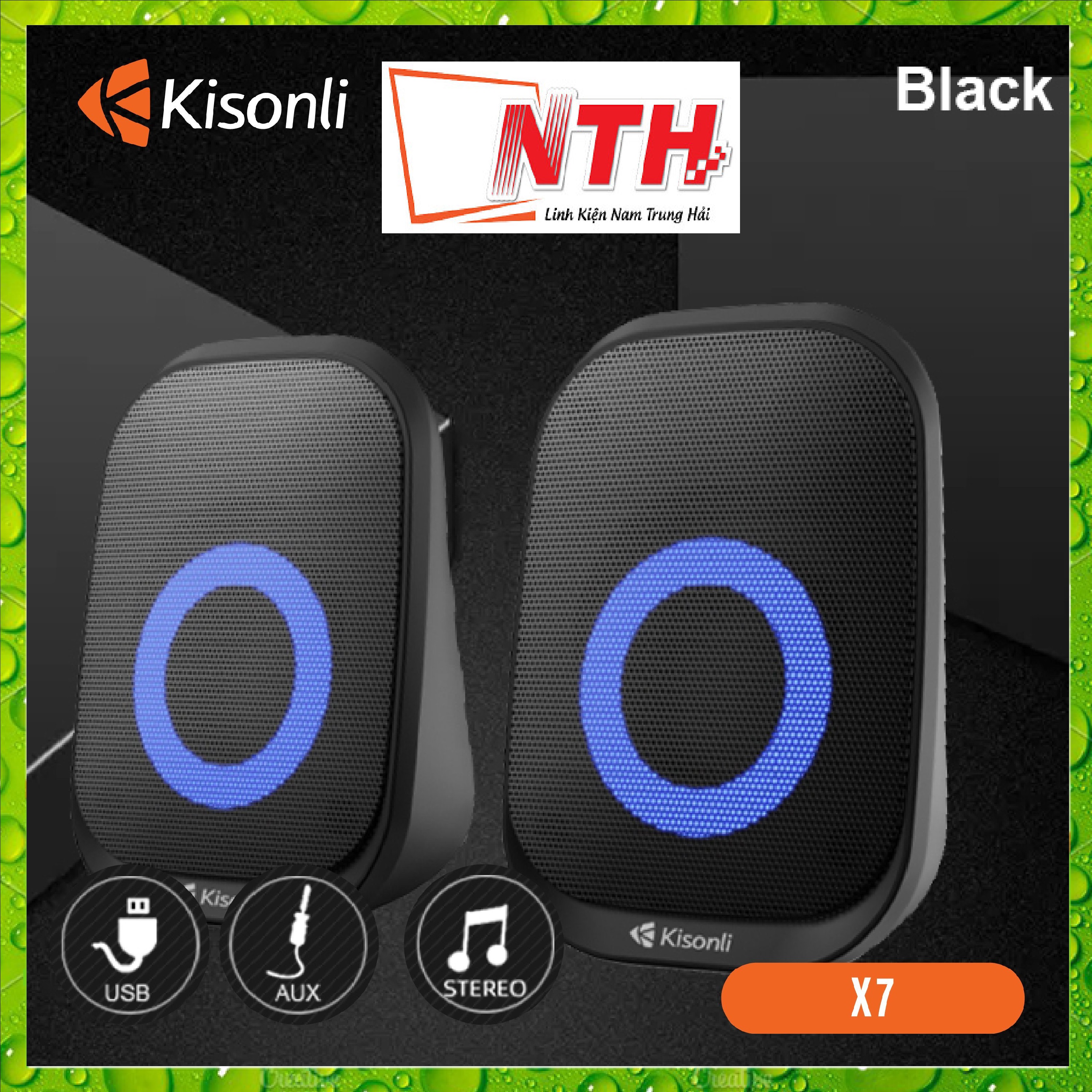 Loa vi tính 2.0 Kisonli X7 Black LED - HT - HÀNG CHÍNH HÃNG