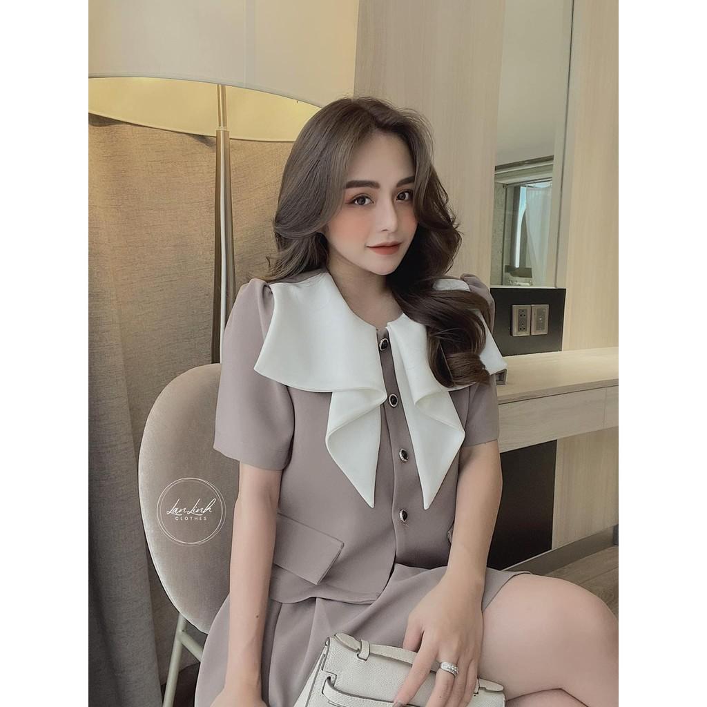 SET VEST CỔ BÈO MIX CHÂN VÁY XẾP LY XÒE CỰC ĐẸP