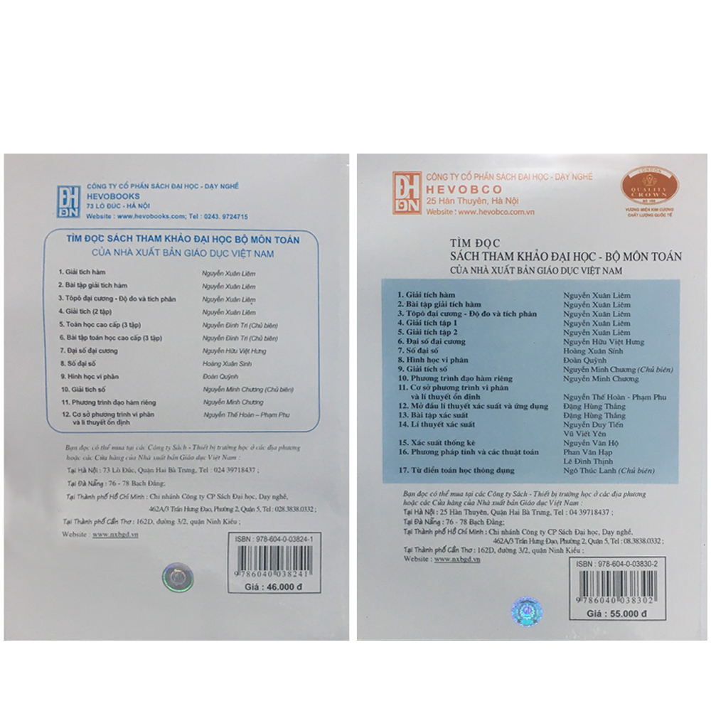 Combo Bộ Sách Toán Cao Cấp Tập 1 + Bài Tập Toán Cao Cấp Tập 1 ( Đại Số Và Hình Học Giải Tích)