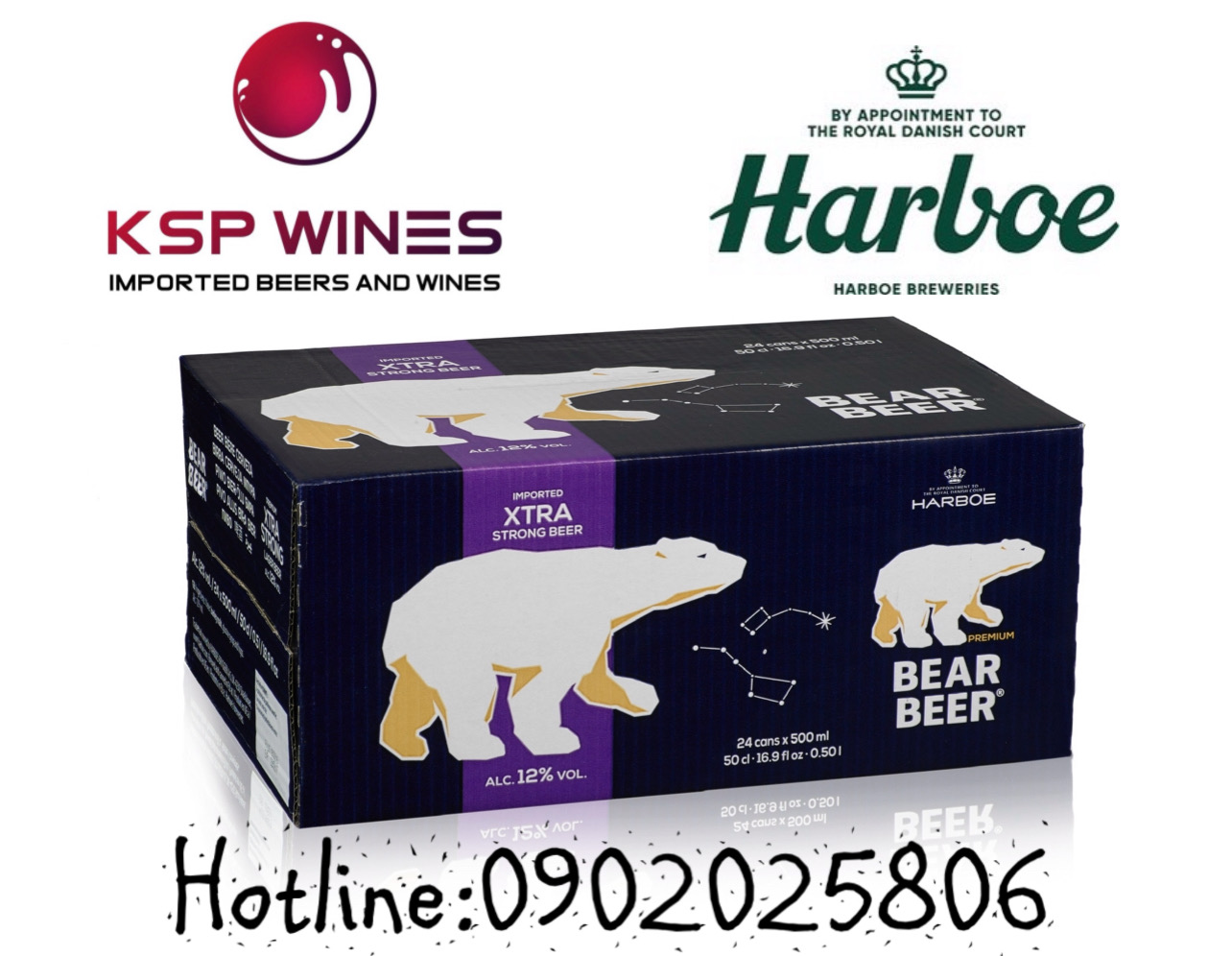 BIA GẤU HARBOE XTRA STRONG 12% 24 LON 500ml