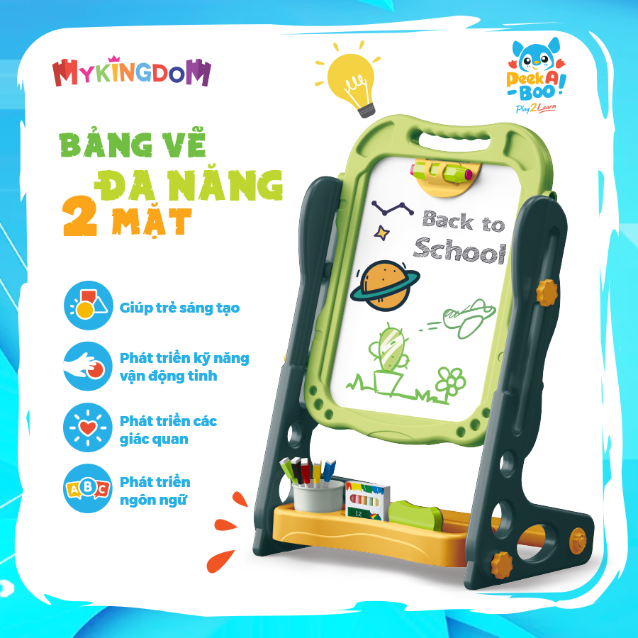 Đồ Chơi Trẻ Em: Bảng Vẽ Đa Năng Xanh PEEK A BOO PAB034