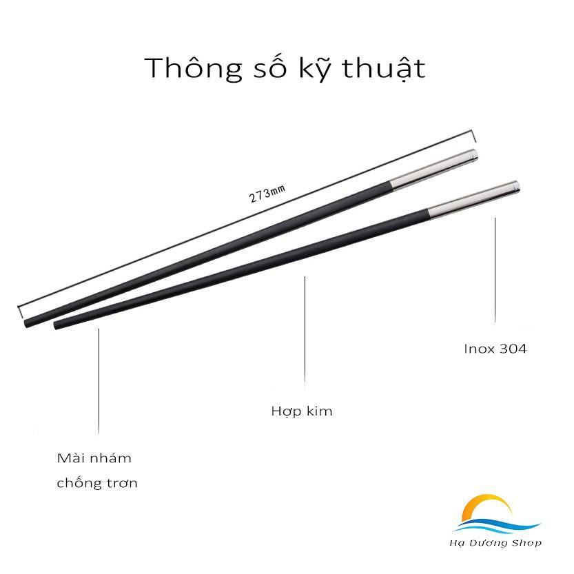 Đũa Ăn Cơm Cao Cấp Kiểu Nhật Bản Kháng Khuẩn Sợi Thủy Tinh Khảm Inox 304 Sang Trọng HADU