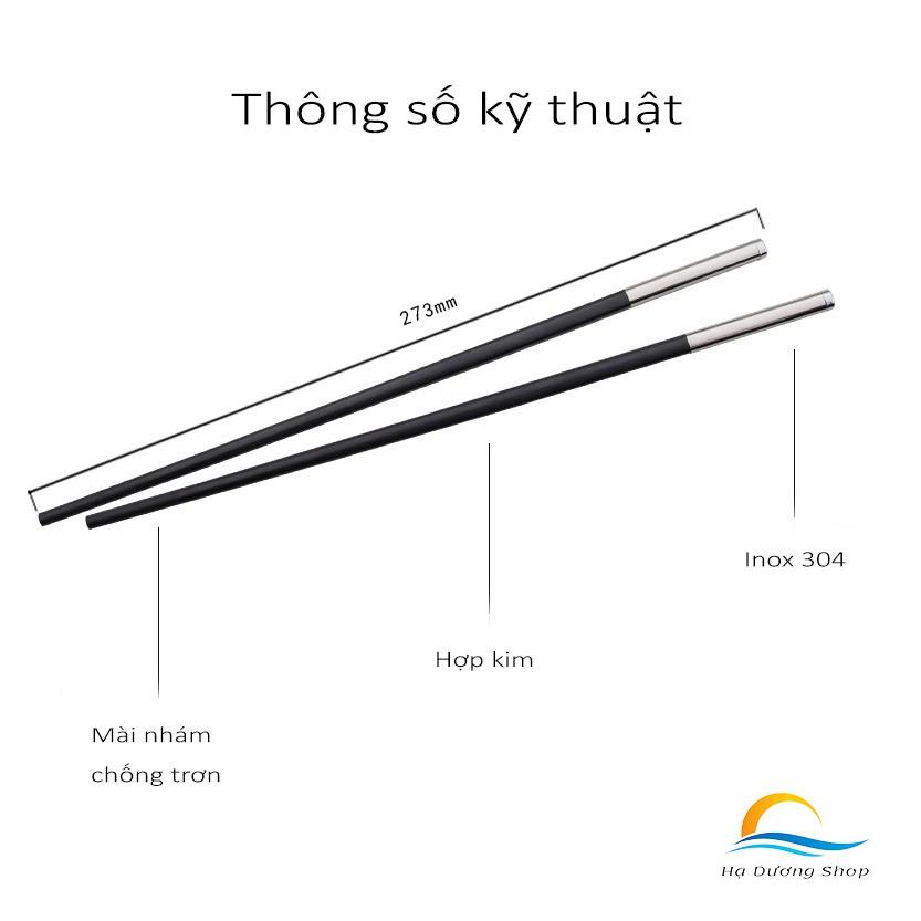 [10 Đôi] Đũa Ăn Cơm Cao Cấp Kiểu Nhật Bản Kháng Khuẩn Sợi Thủy Tinh Khảm Inox 304 Sang Trọng HADU