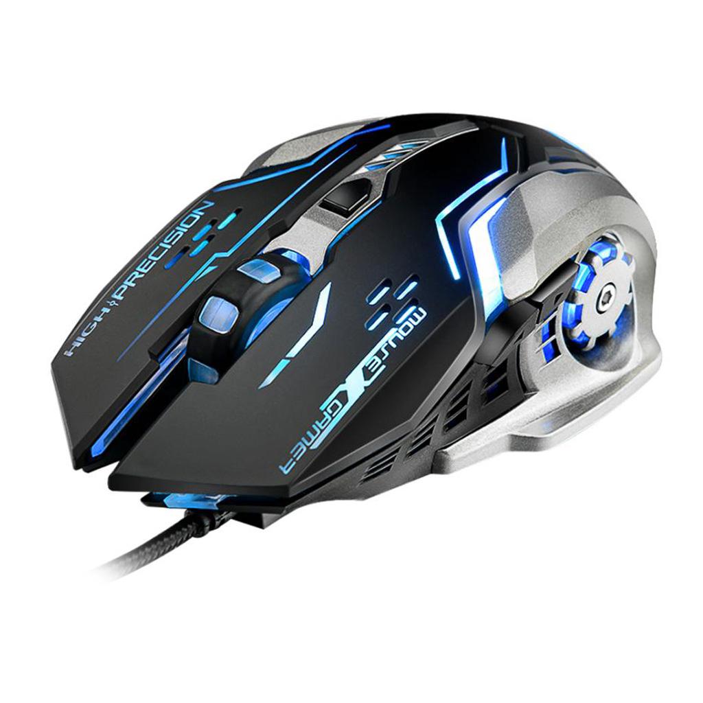 USB Wired Mouse Gaming Mice, 6 Buttons LED Backlit Colorful Light, with Scroll