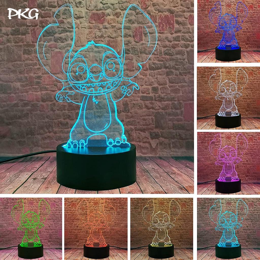 Đèn Ngủ Led 3D Hình LILO và STITCH ALIEN DOG Quà Tặng Trang Trí cảm ứng có Điều khiển từ xa nháy sáng 16 màu