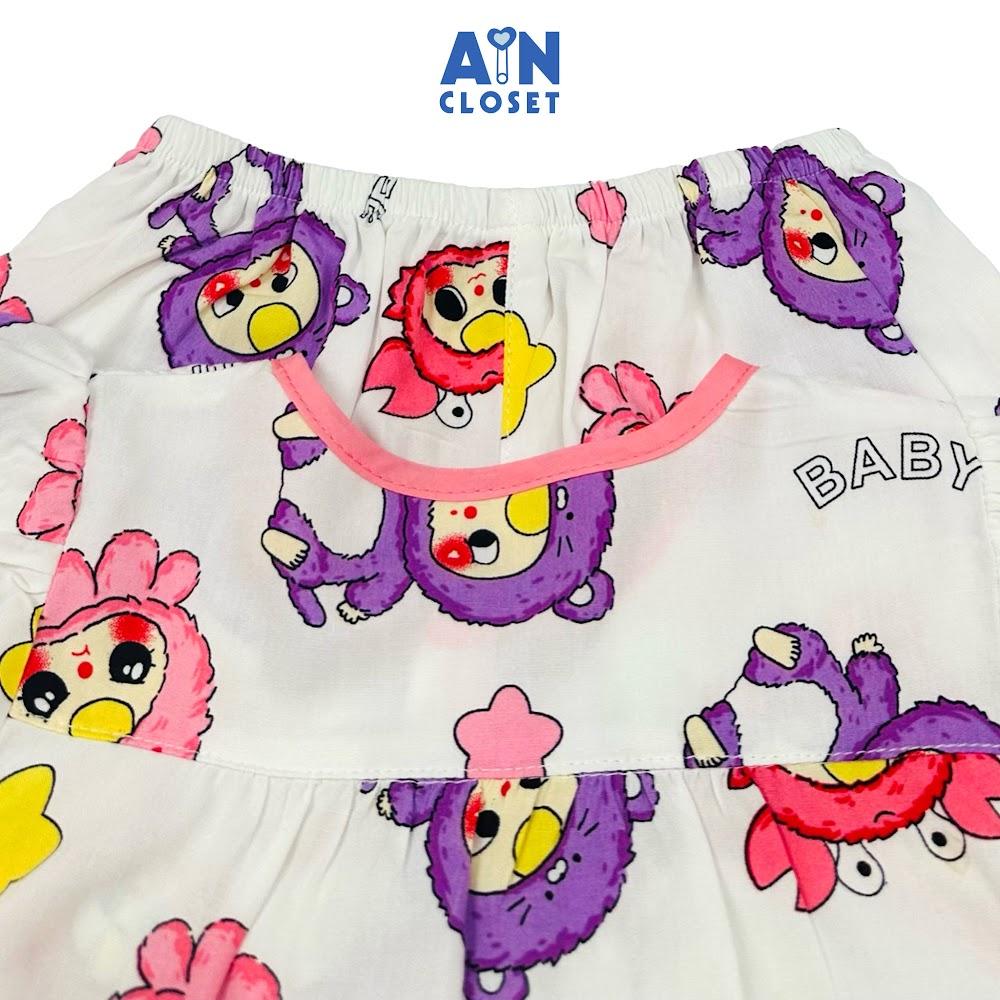 Bộ quần áo Lửng bé gái hoạ tiết Baby Three Tím Lanh lụa - AICDBG3RTAAD - AIN Closet