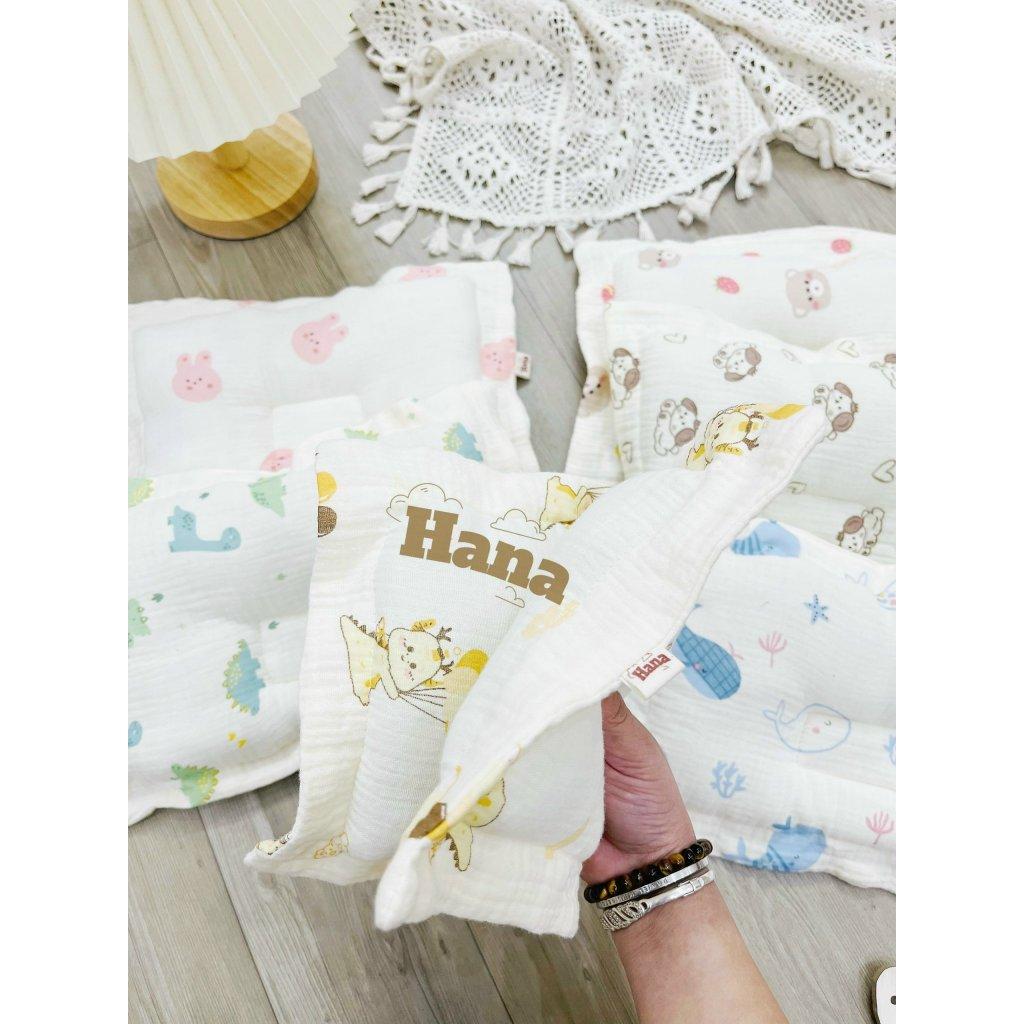Gối xô Organic muslin chống bẹp đầu chất vải mềm mịn, thấm hút mồ hôi, thoáng khí cho bé, độ cao 2 cm