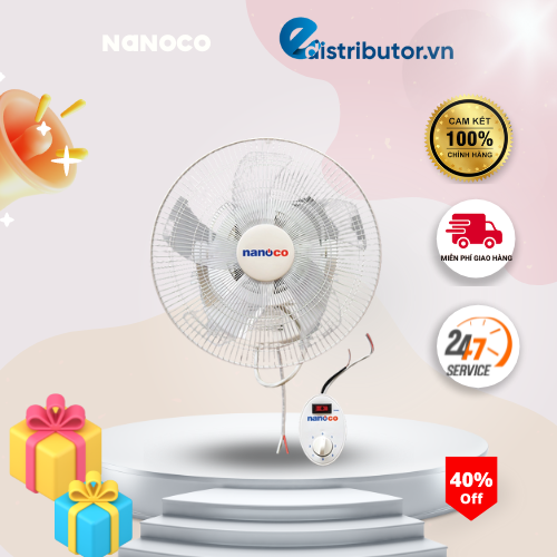 Quạt Đảo Nanoco NOF1609 Không Remote Màu Xám Trắng-Hàng Chính Hãng