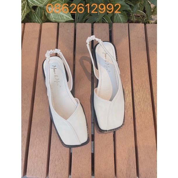 Giày Sục Da Mờ Sandal Nữ Mũi Vuông Gót 3cm Fom 1.5 Nên Lùi 1 Size