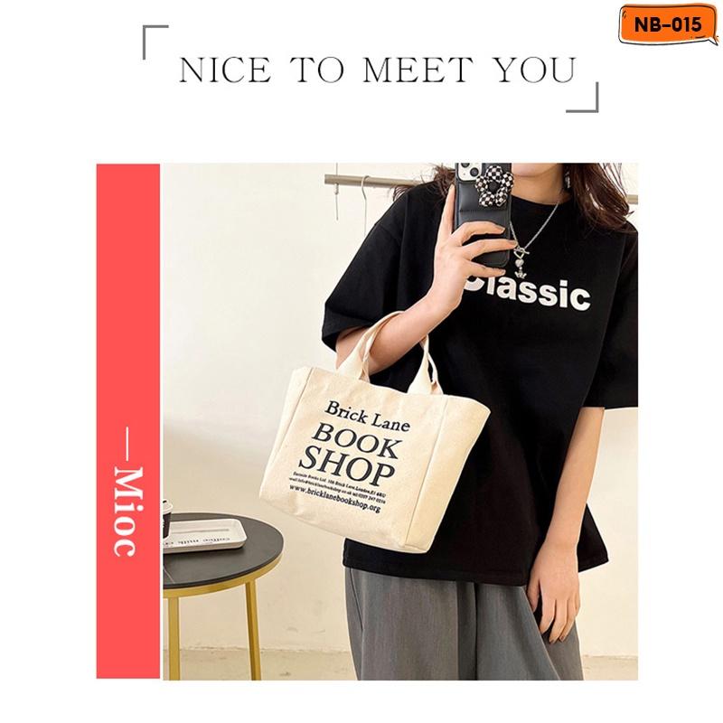 Túi Tote Phong Cách Retro In Chữ Có Quai Xách Kích Cỡ Nhỏ Nhiều Màu NB-015