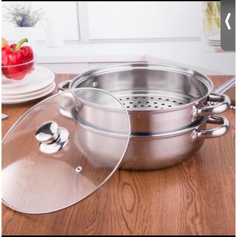 -- NỒI XỬNG HẤP INOX 2 TẦNG 28CM --