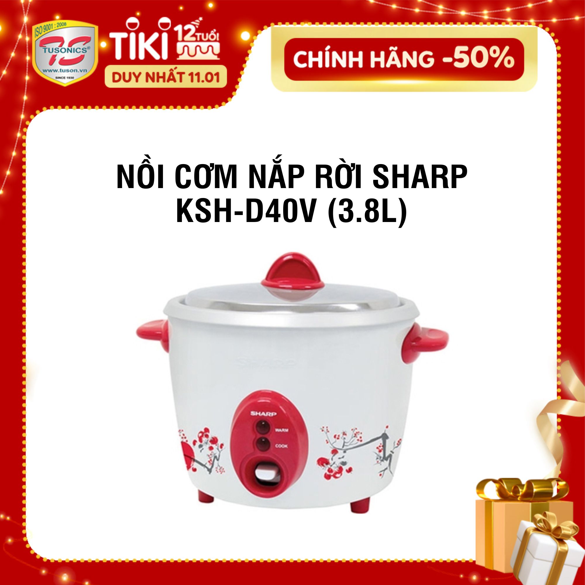 Nồi Cơm Nắp Rời Sharp KSH-D40V 3.8L (Màu Ngẫu Nhiên) - Hàng chính hãng