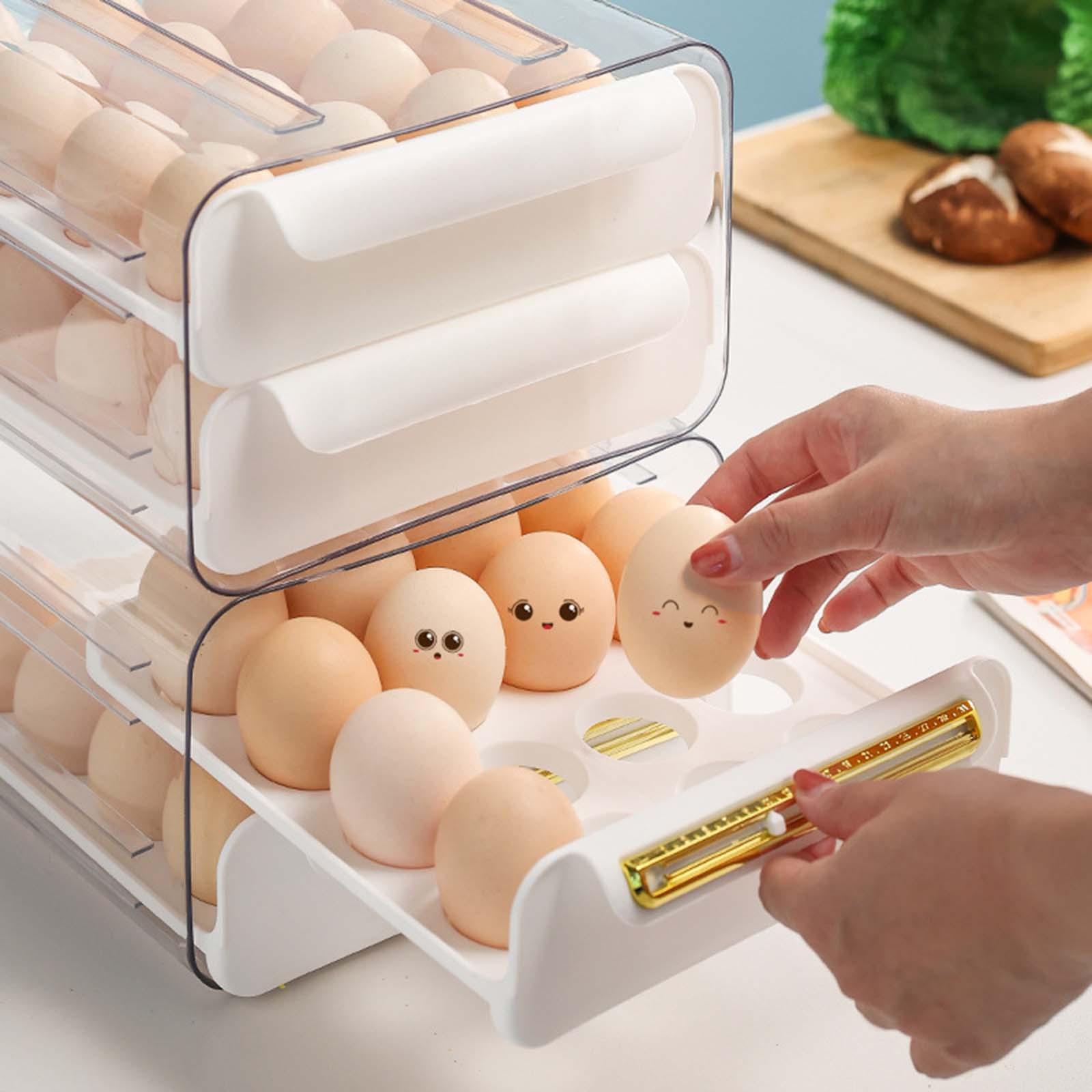 Egg Container Fridge Egg Tray Egg Storage Box Sturdy Space Saving for Pantry