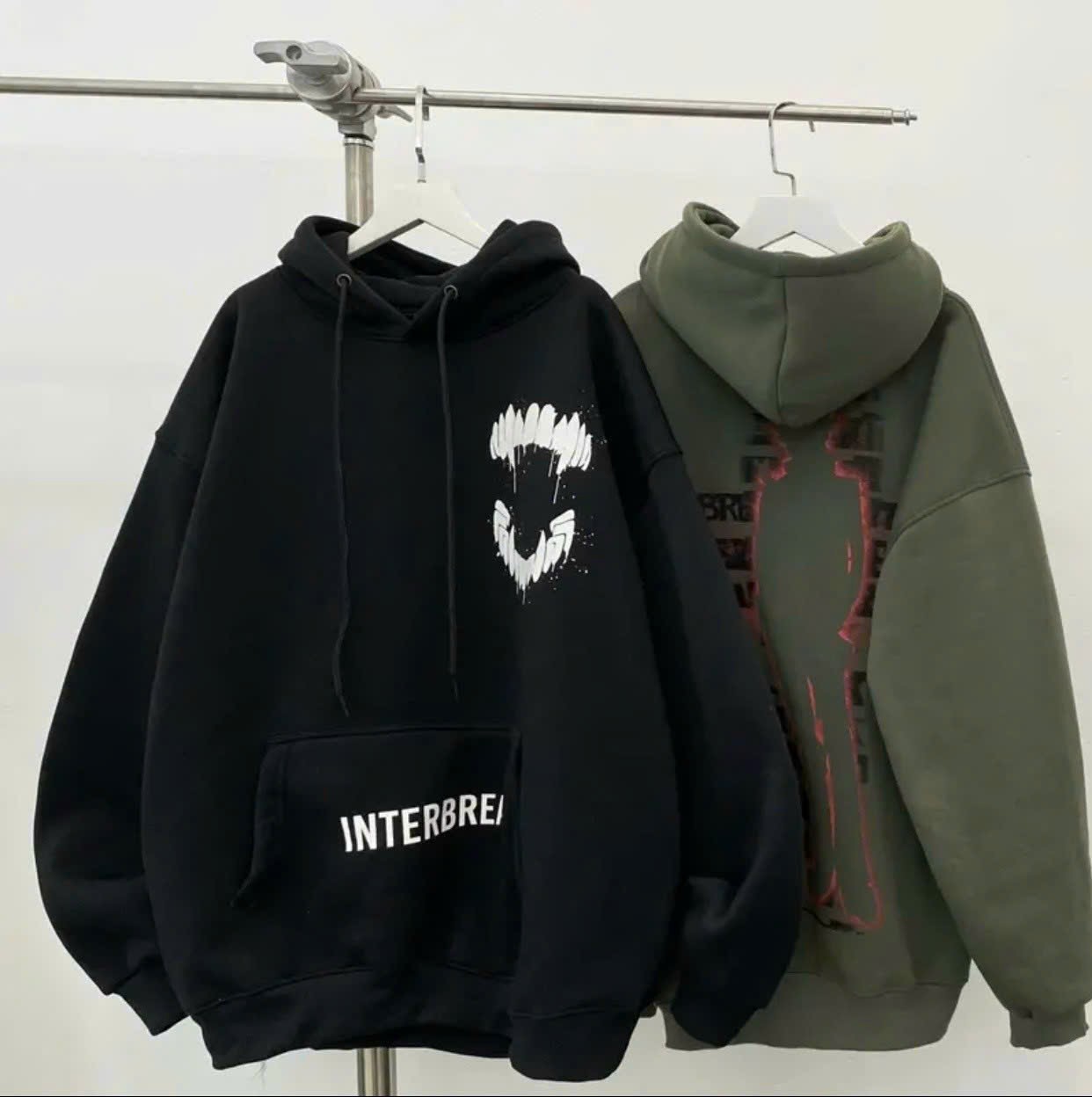 Áo Hoodie Tanazi Dài Tay Form Rộng Unisex Vải Nỉ Bông Hình In INTERBREAK 2 Màu (ảnh thật tại shop), áo khoác hoodie cặp đôi ulzzang nam nữ