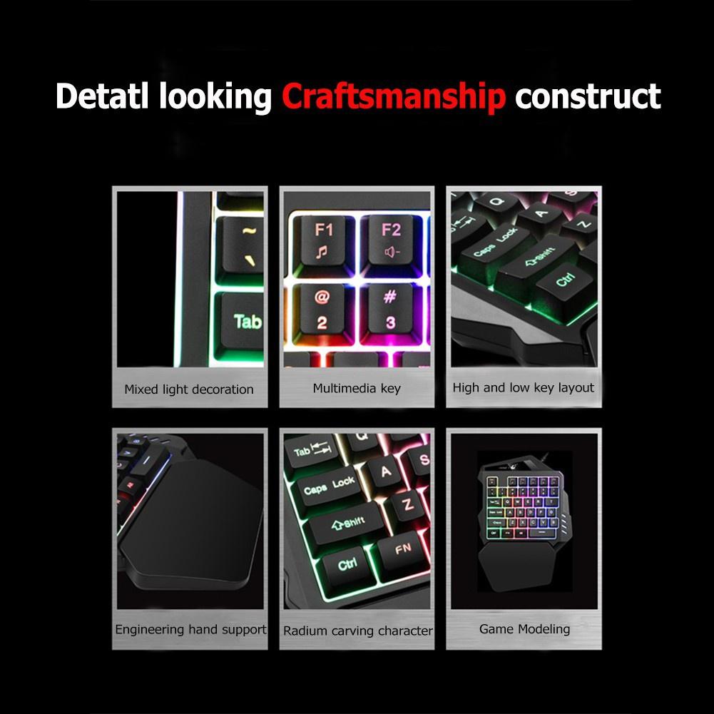 USB Wired Single Hand Gaming Keyboard Mix-color Backlit 35 Keys Keypad -dc3442