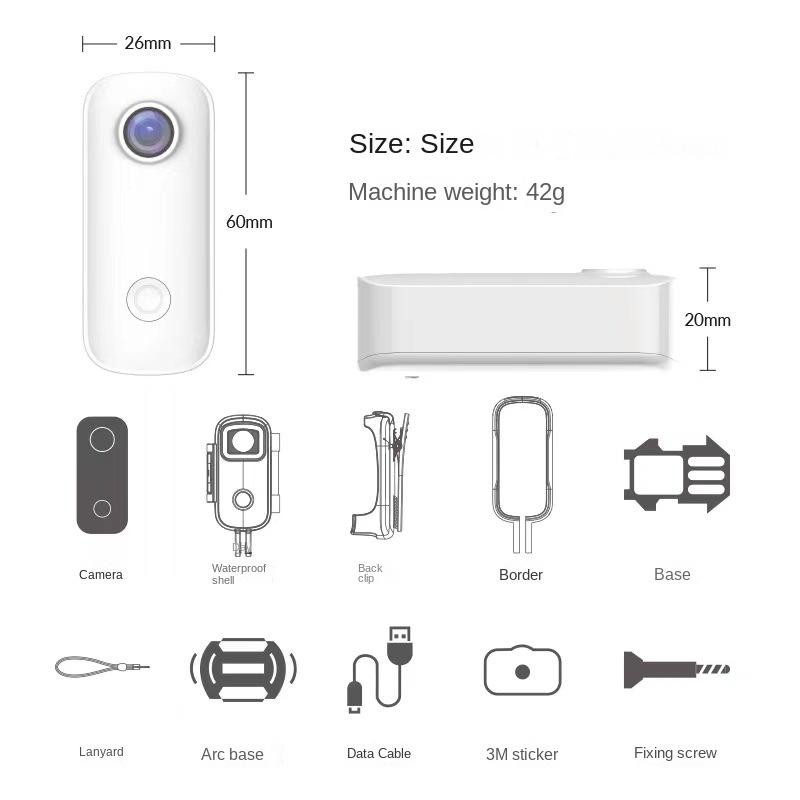 Đầu ghi DV xe máy C100 chống rung 4K HD Thể thao ngoài trời Thumb Cam Sports