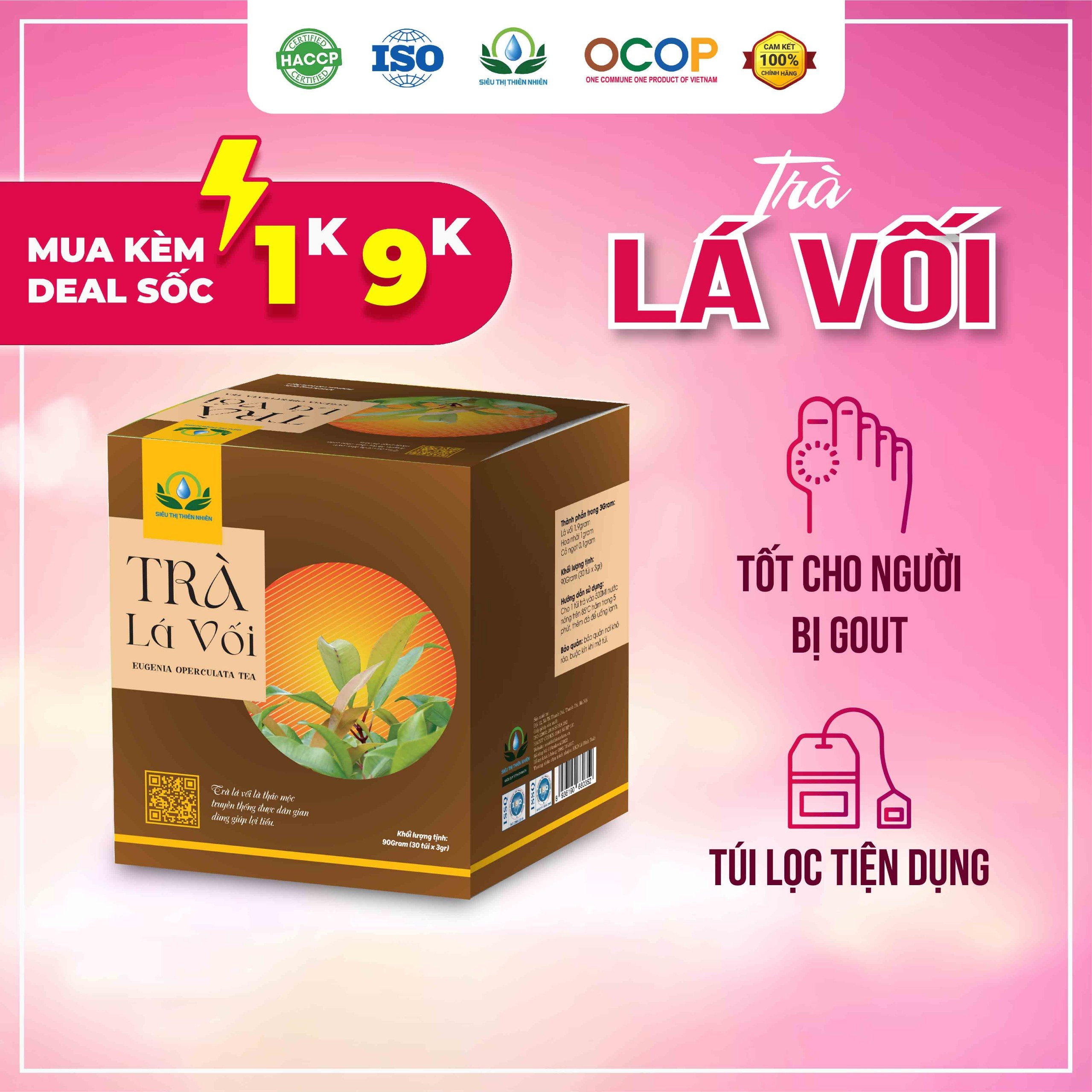 Trà Lá Vối tốt cho người bị gout, giảm đau bụng Hộp 30 Túi Lọc Siêu Thị Thiên Nhiên
