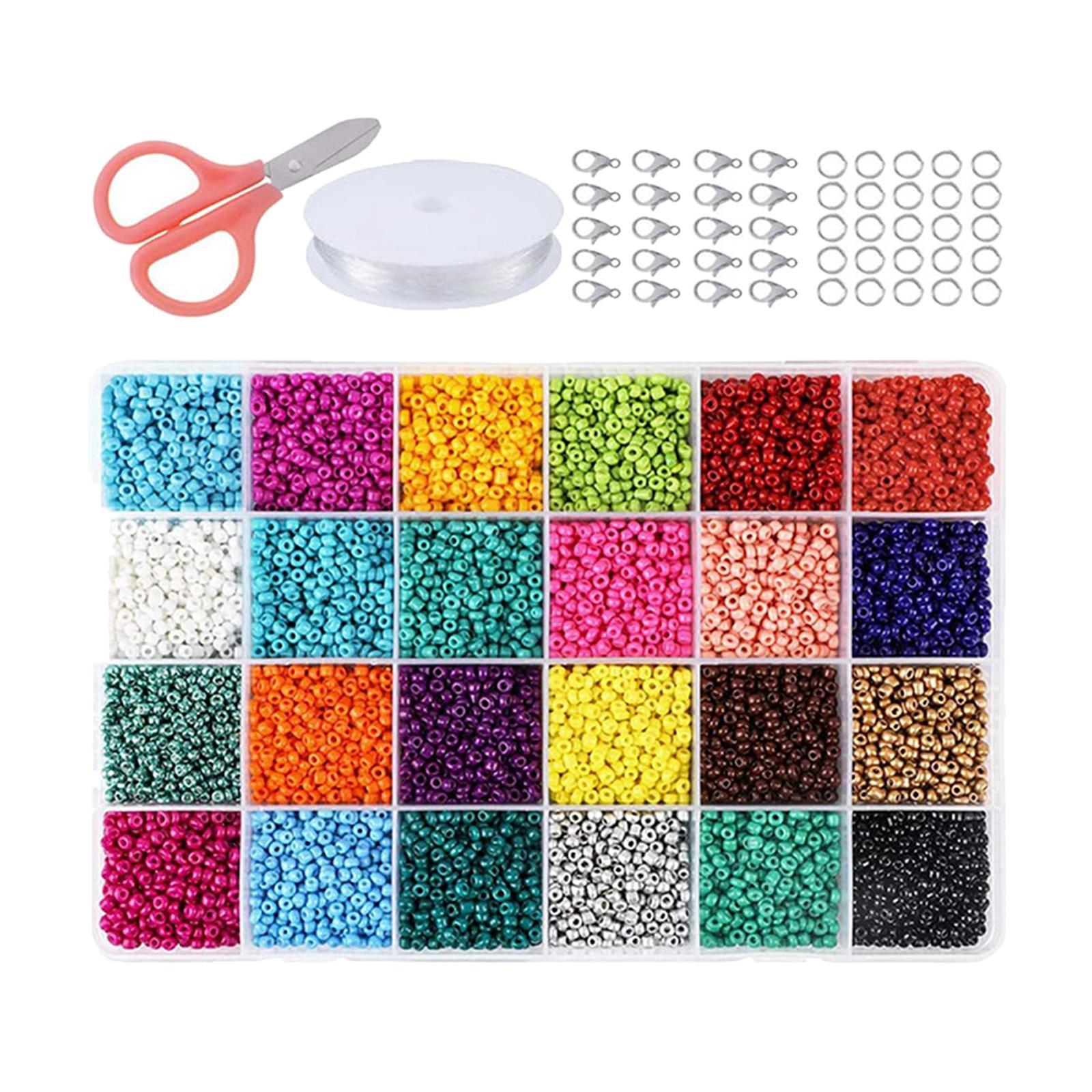Glass Beads for Jewelry Making , Spacer Beads 24 Colors Small Beads, Tiny Beads Set for DIY Bracelets Necklaces Earring Making Crafts