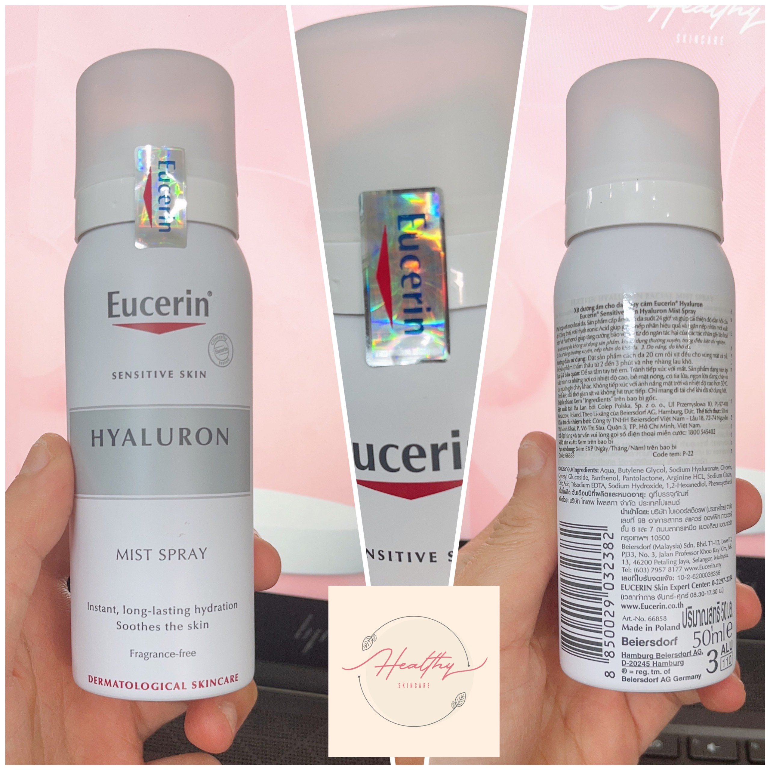 Combo 2 xịt dưỡng ẩm cho da nhạy cảm Eucerin Hyaluron Mist Spray 50ml 66858