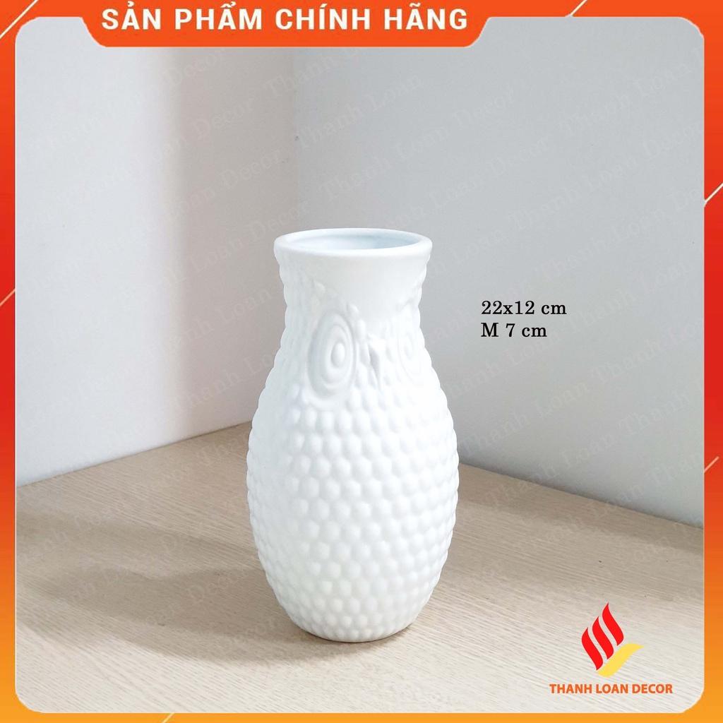 Lọ hoa gốm Bát Tràng cỡ trung - Bình hoa decor sứ sương trang trí đẹp - Nhiều mẫu - Màu trắng