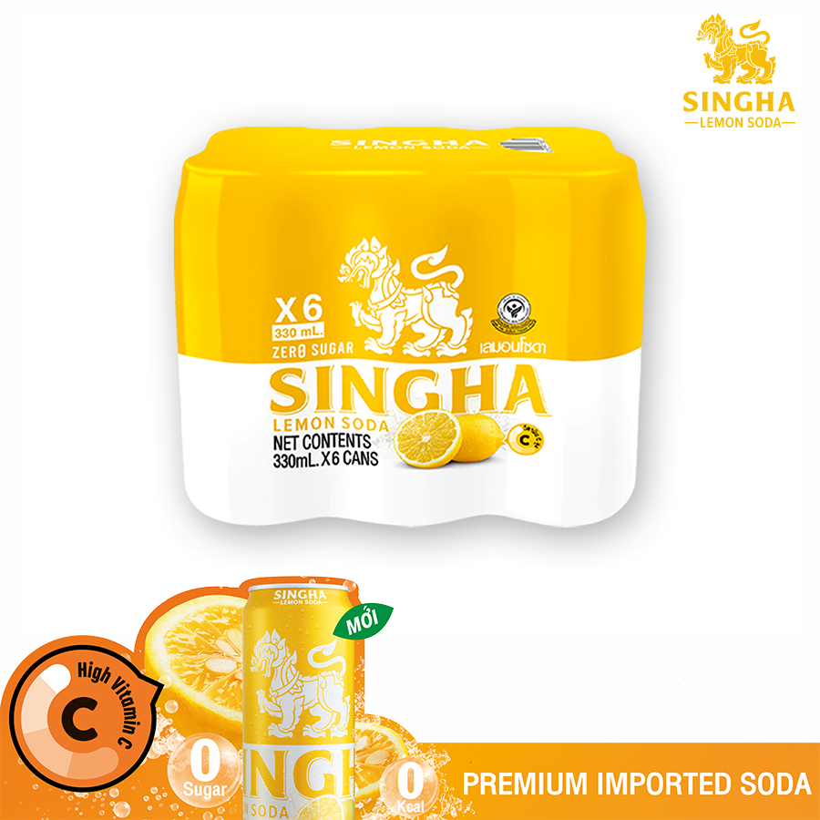 Nước soda chanh SINGHA lốc 6 lon X  330 ml