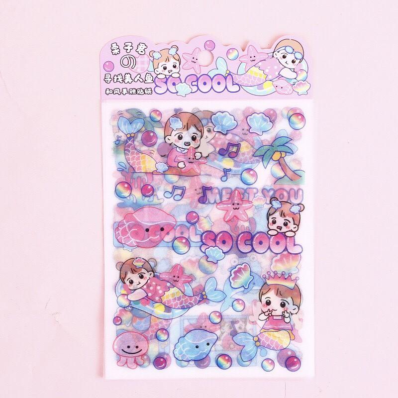 Sticker hình dán cô gái nhỏ set 4 tấm GB6675