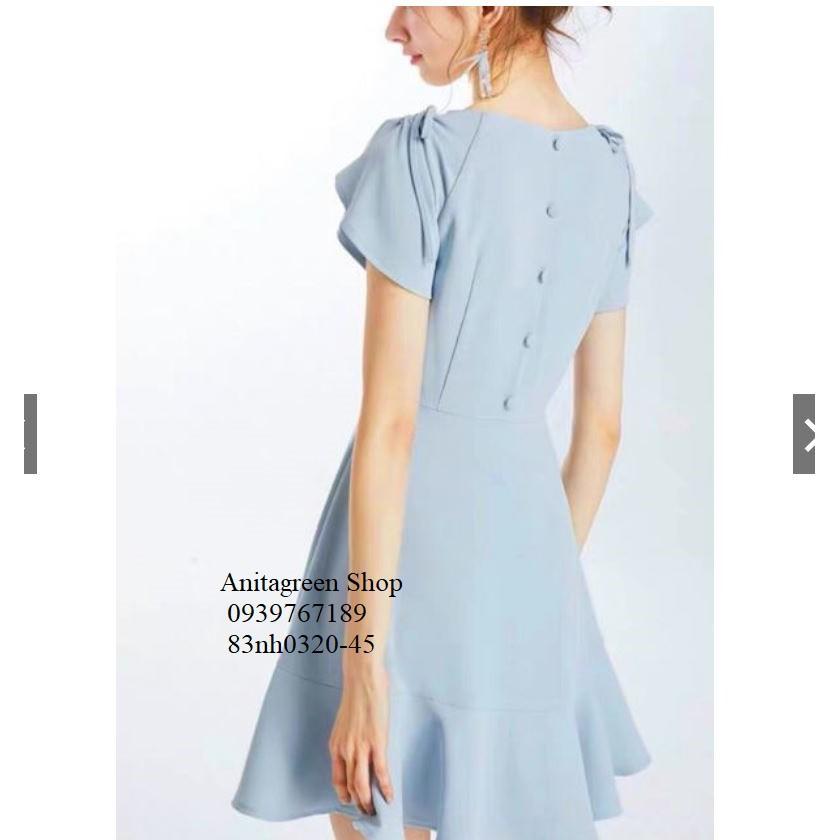 83nh0320-ĐẦM NỮ XANH XÒE TAY NGẮN s-6xl