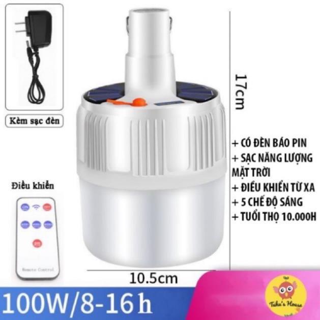 Bóng Đèn Led Tích Điện Loại 100w Có Điều Khiển Từ Xa, Củ Sạc Kèm Theo