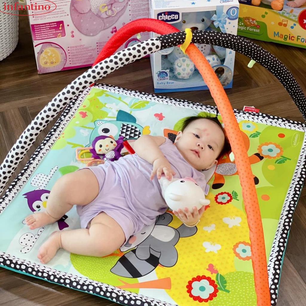 Thảm Chơi Cho Bé Sơ Sinh INFANTINO - Đồ Chơi Safari Gym Vận Động 4 Giác Quan Size To