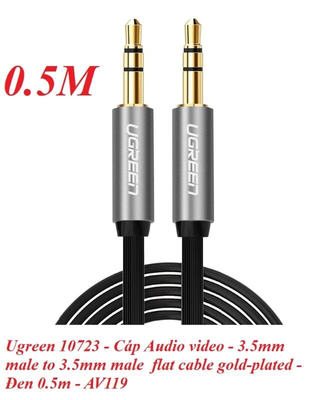 Ugreen UG10723AV119TK 0.5M màu Đen Cáp âm thanh 2 đầu 3.5mm dương dây dẹt - HÀNG CHÍNH HÃNG