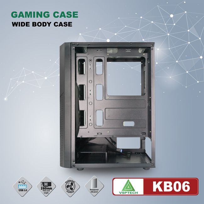 Thùng máy tính Case VSP CA KB06 1 mặt kính cường lưc - Hàng nhập khẩu