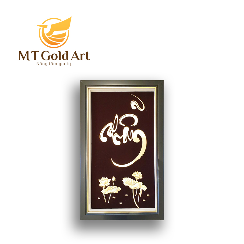 Tranh chữ nhẫn dát vàng 24k MT Gold Art- Hàng chính hãng, trang trí nhà cửa, phòng làm việc, quà tặng sếp, đối tác, khách hàng, tân gia, khai trương