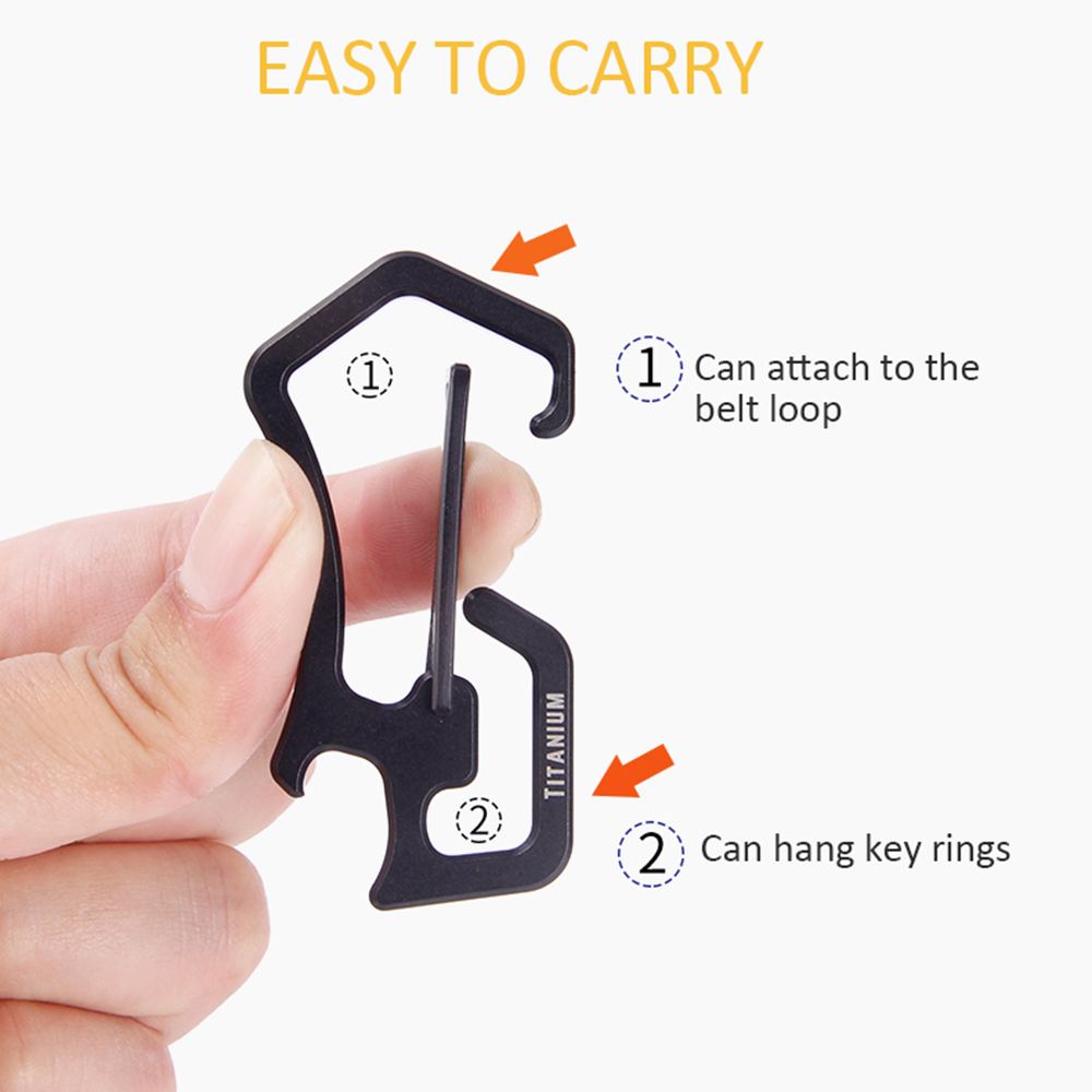 Móc Khóa Carabiner Titanium Tích Hợp Dụng Cụ Mở Nắp Chai