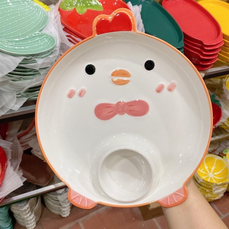 Đĩa Sứ Có Ngăn Chấm Hình Con Vật CuTe