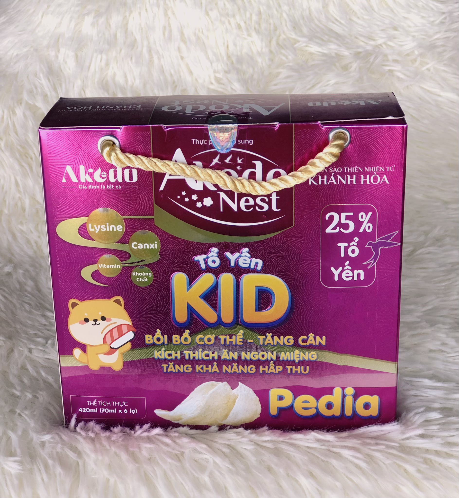 Yến Sào Akodo Kids Pedia 25% yến dành cho bé từ 6 tháng tuổi (lốc 6 hũ 420ml)