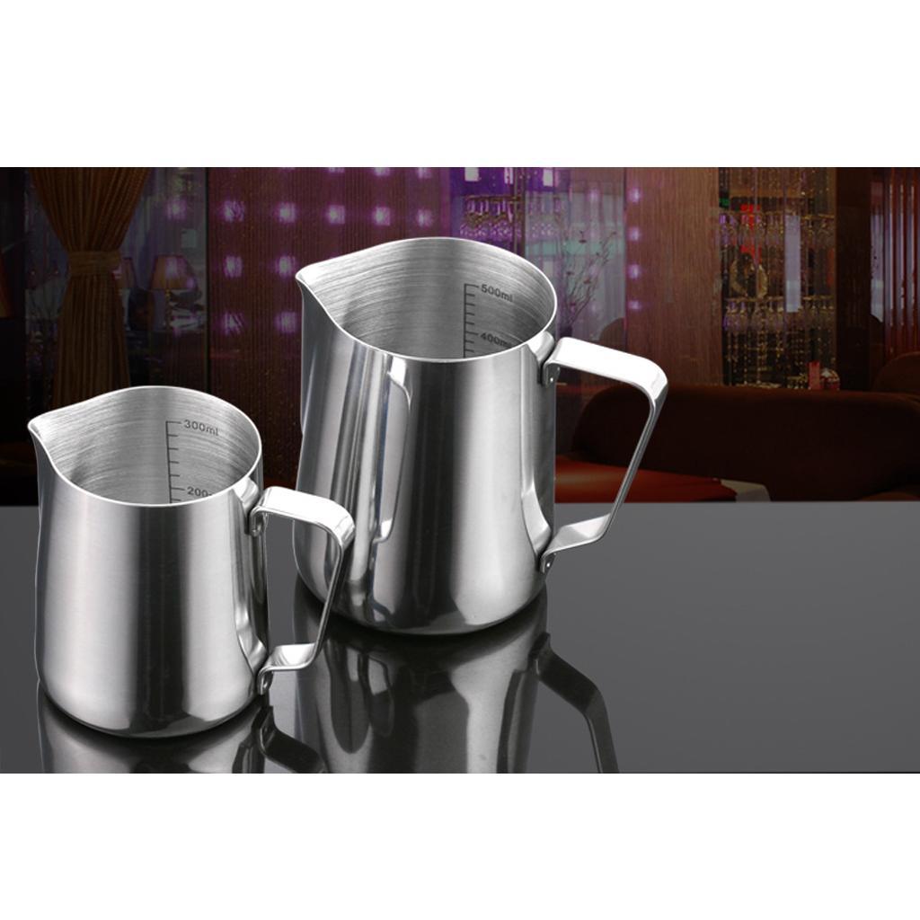 350ml+600ml MILK JUG&amp;FROTHING SET Frother Espresso Coffee Stainless Steel