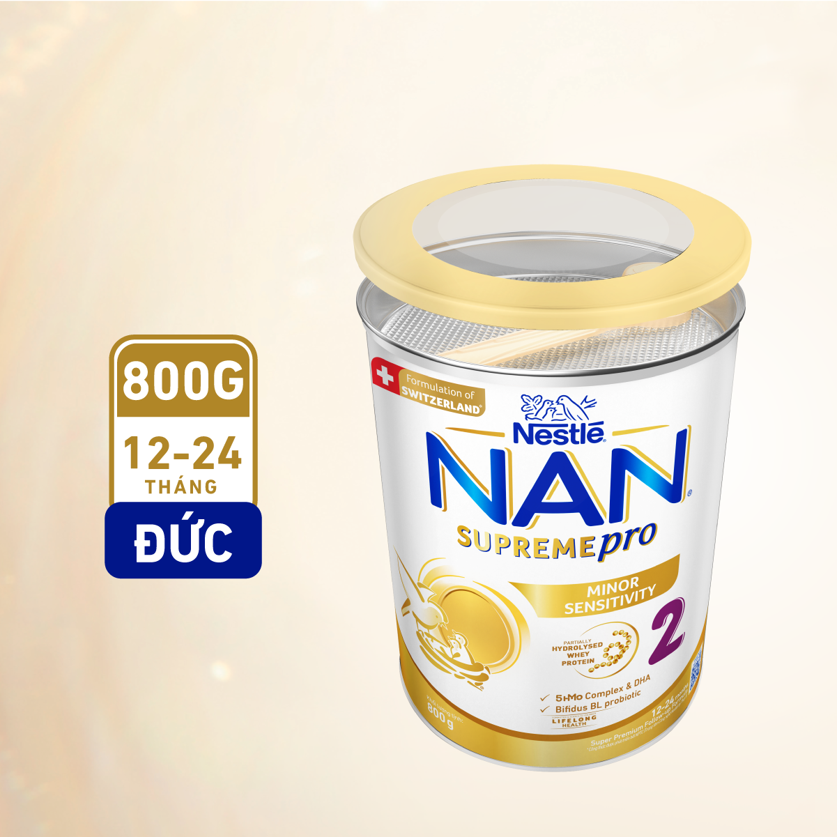 Combo 6 lon sữa bột Nestlé NAN SUPREMEPRO 2 800g nhập khẩu Đức với 5HMO &amp; đạm Gentle Optipro