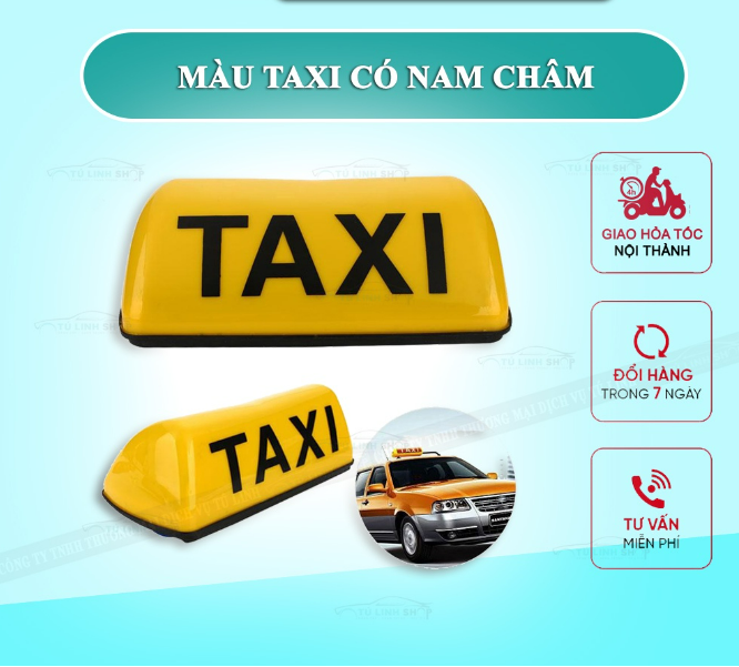 Mào TAXI đế nam châm -cỡ to 29cm 2 màu vàng và trắng