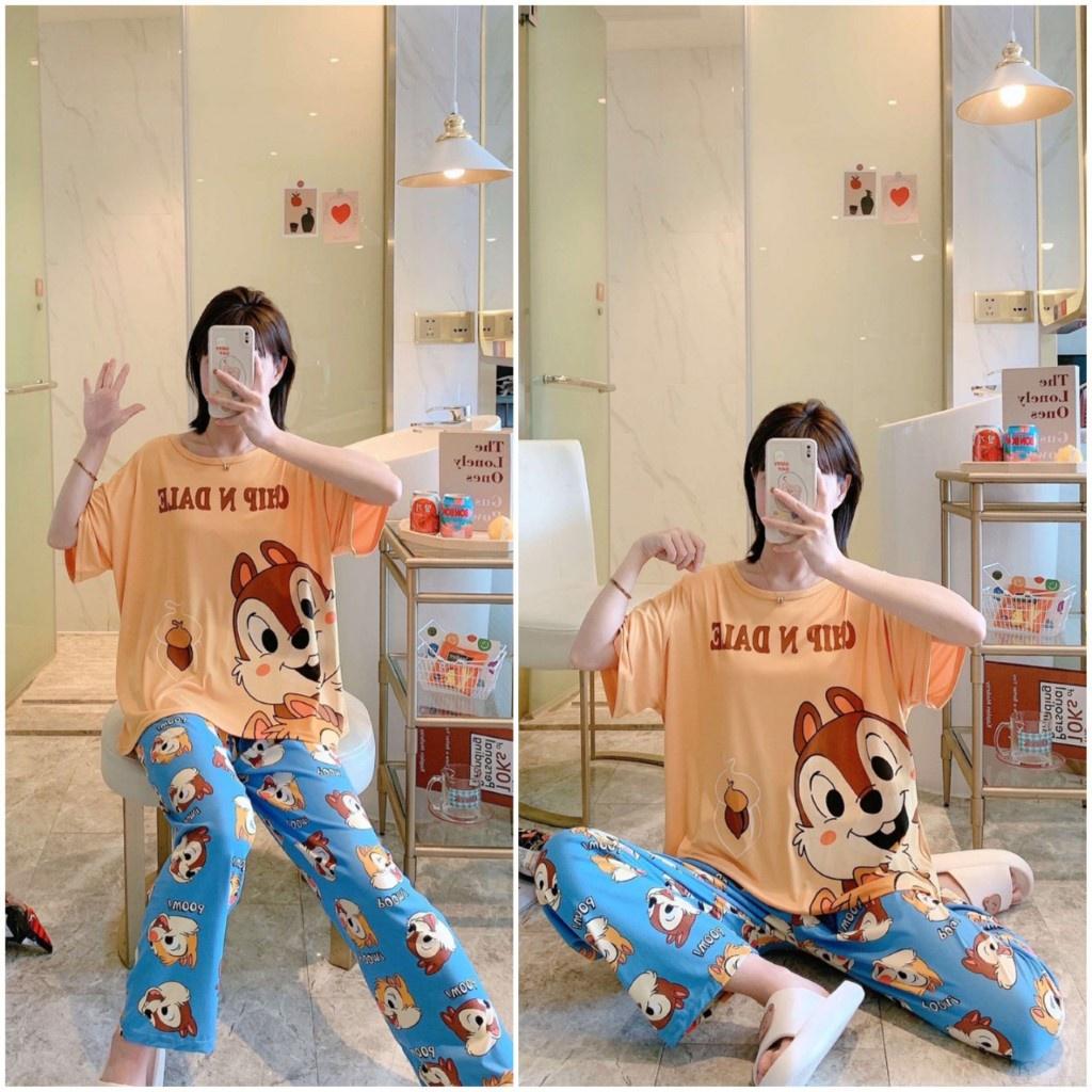 Đồ bộ nữ dài in hoạt hình mặc nhà dễ thương,chất liệu mỏng mát mềm mịn Đồ bộ nữ, đồ bộ đồ mặc nhà, quần áo nữ bộ lửng cotton hình