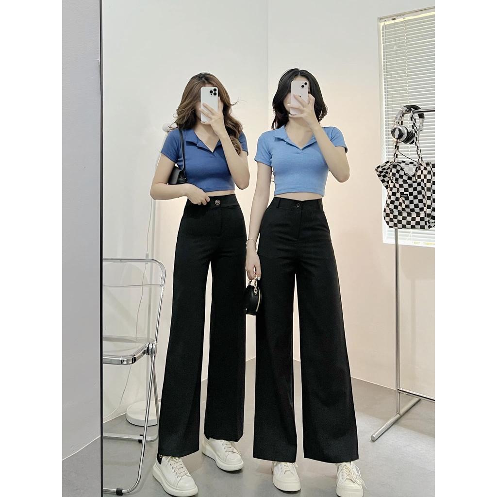 Quần vải tây ống suông nữ lưng cao ôm body tôn dáng dài 100cm kiểu dáng Hàn Quốc.M-8045