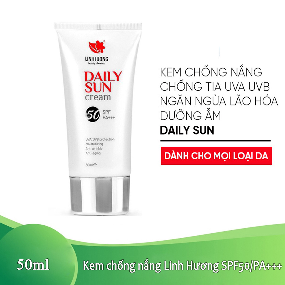 Kem Chống Nắng Daily Sun Linh Hương SPF+++/PA+++ 50ml bảo vệ đa tầng cho da, chống tia UVA/UVB 