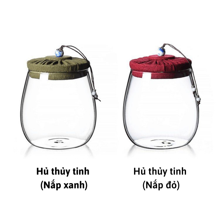 Hũ Thuỷ Tinh, Hộp Thủy Tinh Cao Cấp GAGI Mã GH24 Đựng Trà, Ngũ Cốc Có Nắp Vải, Chống Ẩm, Chống Mối Mọt Mang Phong Cách Cổ Điển