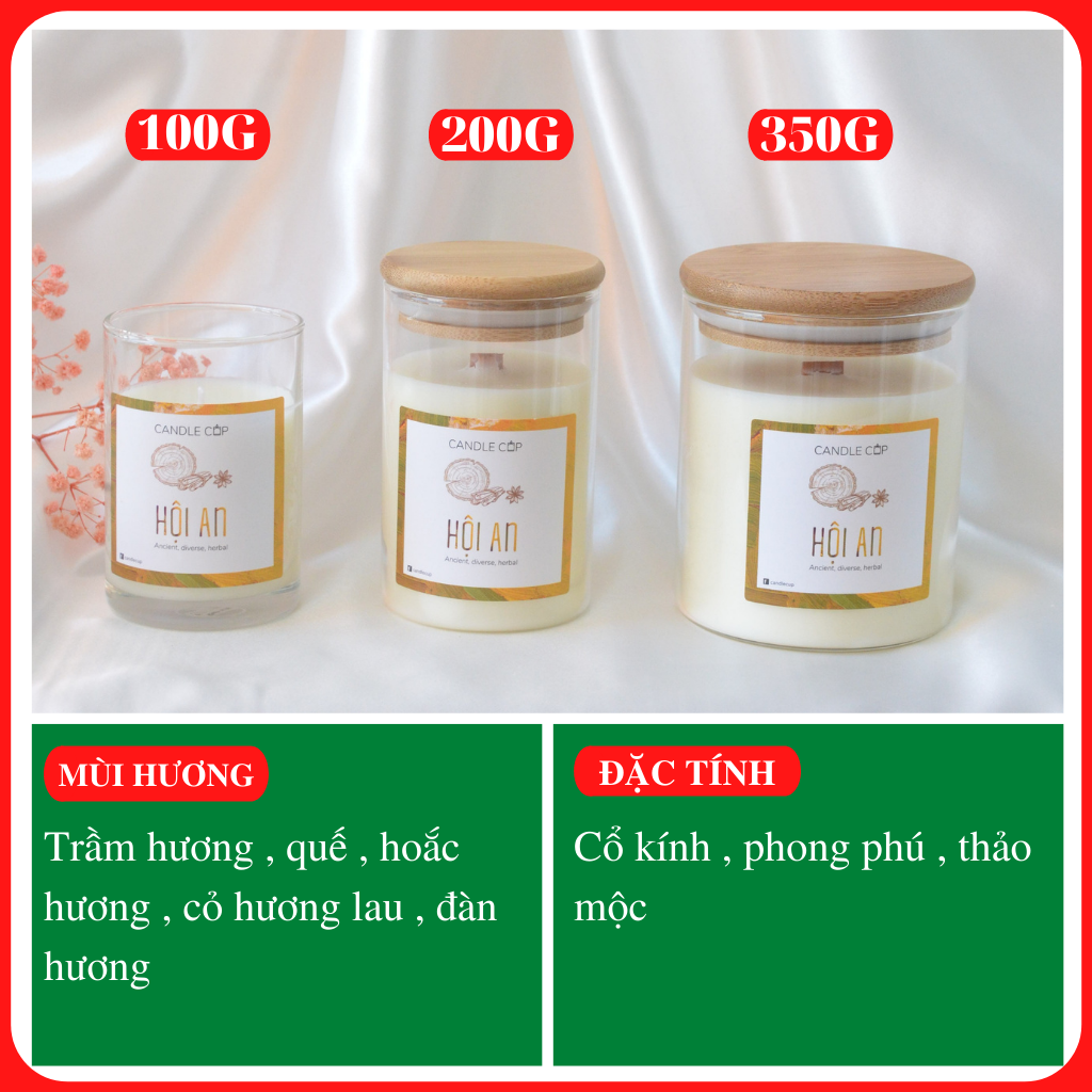 Nến thơm AGAYA (Candle Cup) mùi HỘI AN - Nến thơm tinh dầu thiên nhiên mang hương vị cổ kính yên bình