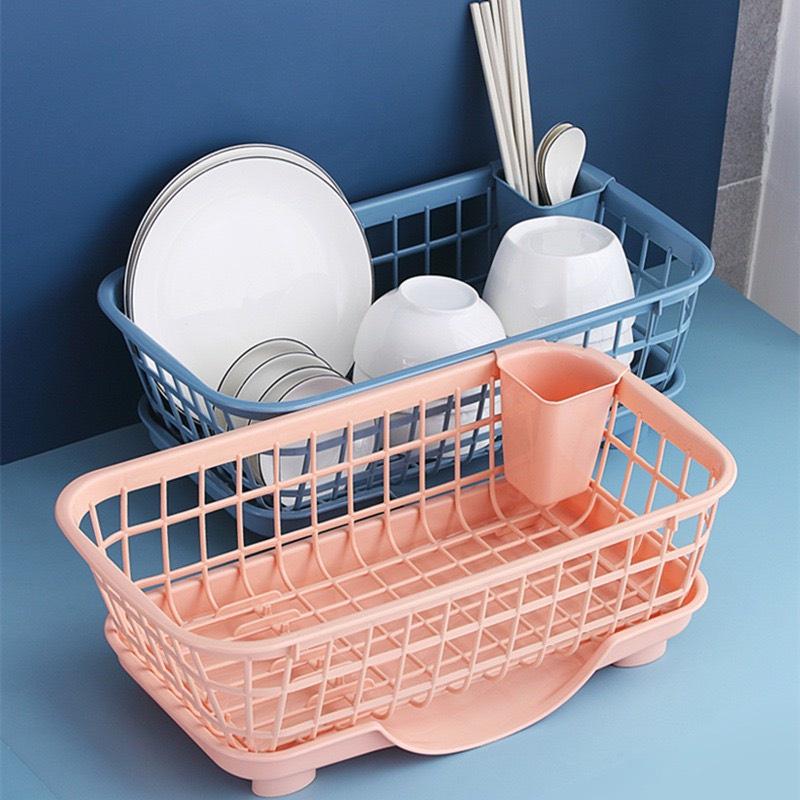 Rổ úp bát có khay hứng nước - khay kệ rổ úp chén bát đĩa đũa muỗng tiện lợi