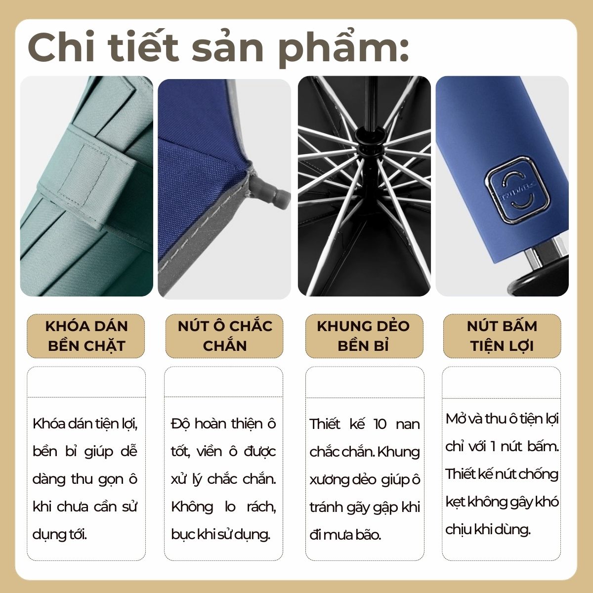 Ô (dù) tự động 2 chiều cao cấp DandiHome chống UV